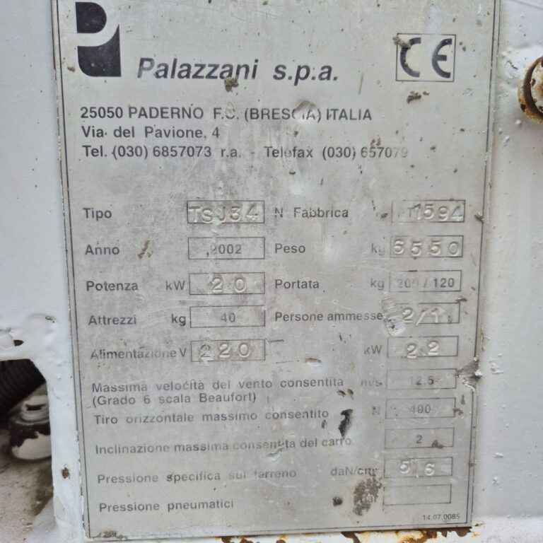 Piattaforma Cingolata Palazzani TSJ 34